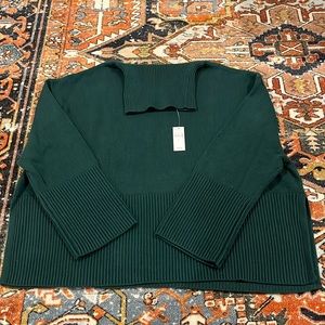 Gap Split Hem Turtleneck Sweater Green Large NWT